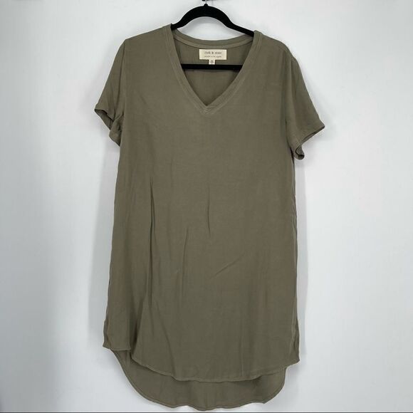 CLOTH & STONE V-NECK SHORT SLEEVE HI-LOW DRESS - Picture 2 of 9